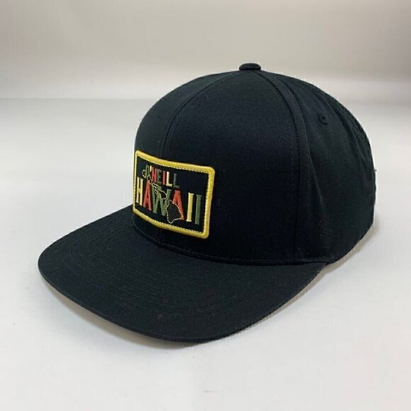 O'Neill Hawaii Mens Black Mid Profile Snapback Hat - Picture 1 of 6